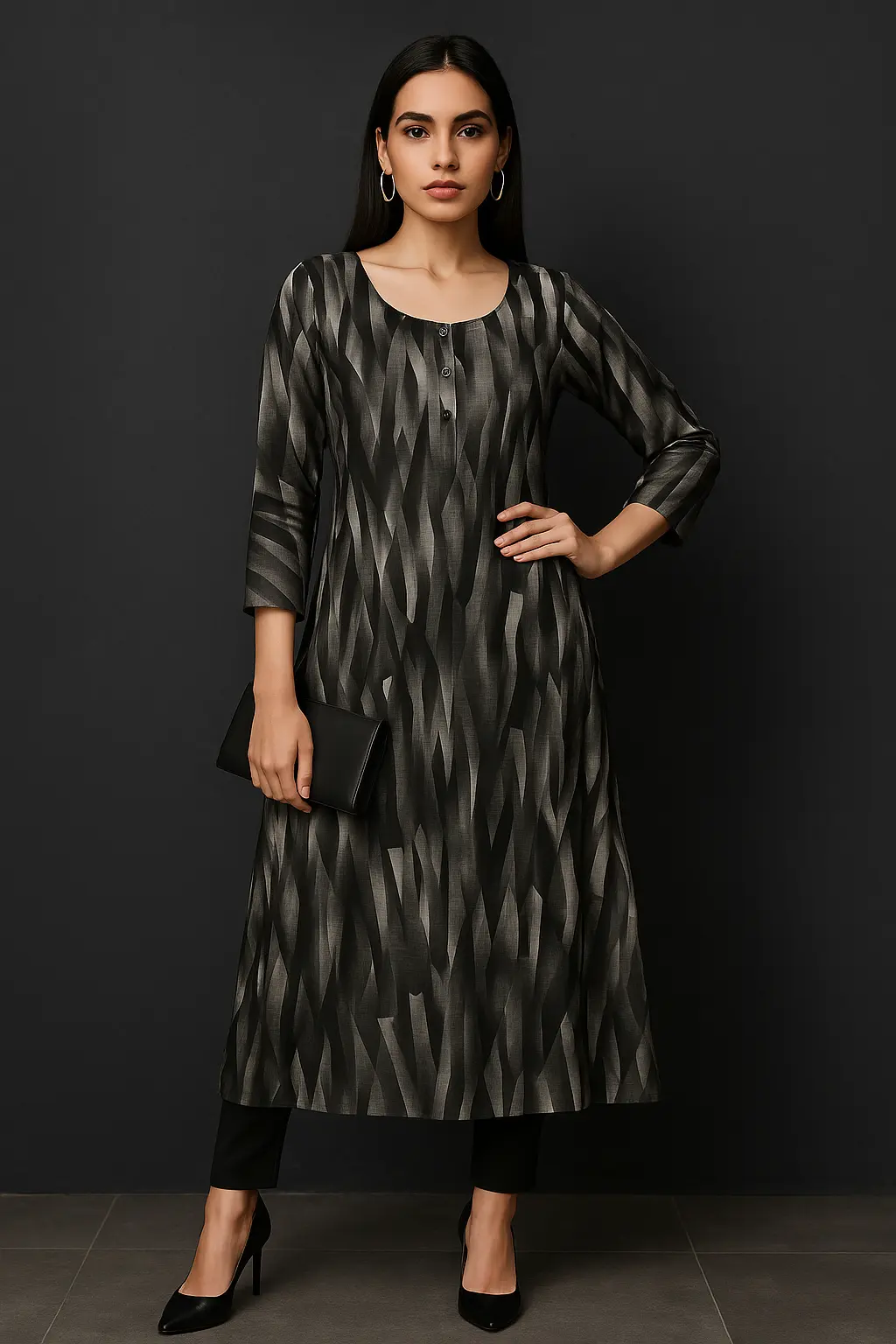 Deeksha Peacock Zebra stripe Black
