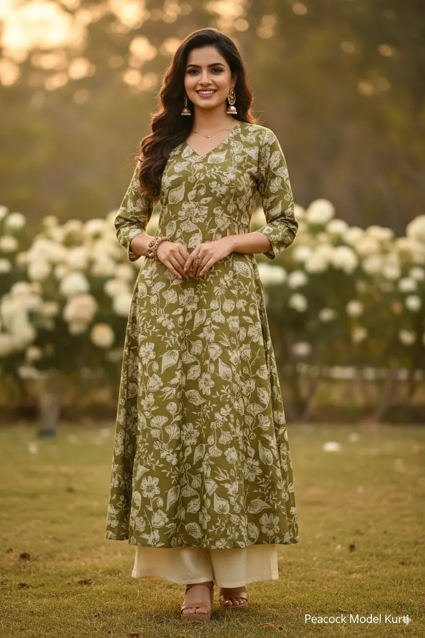 Deeksha Peacock Green and White Floral