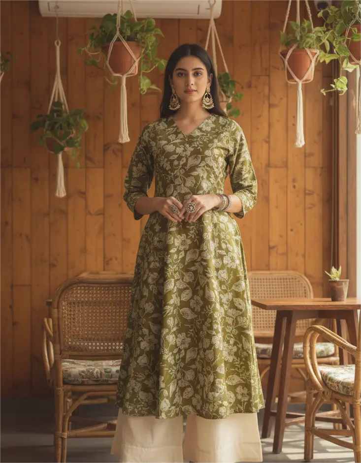 Deeksha Peacock Green and White Floral - Image 4