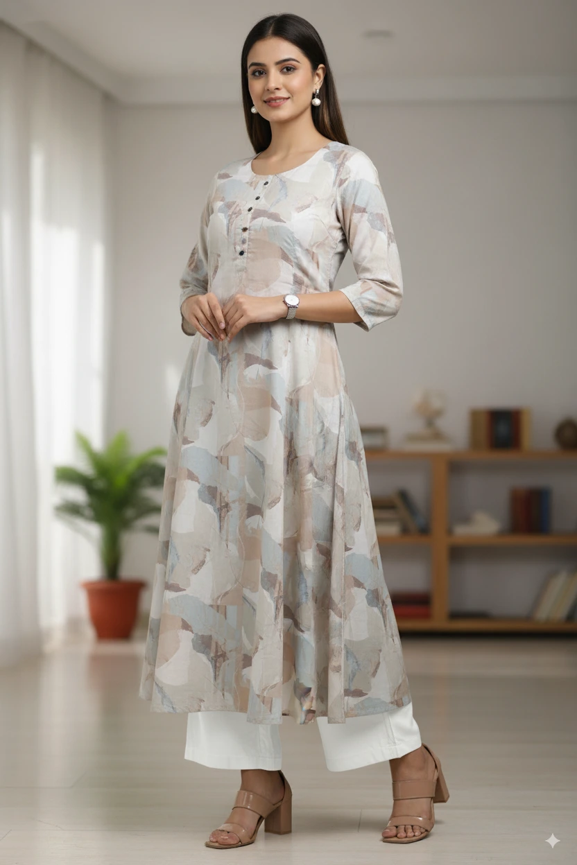 Deeksha Peacock Abstract Peach and white