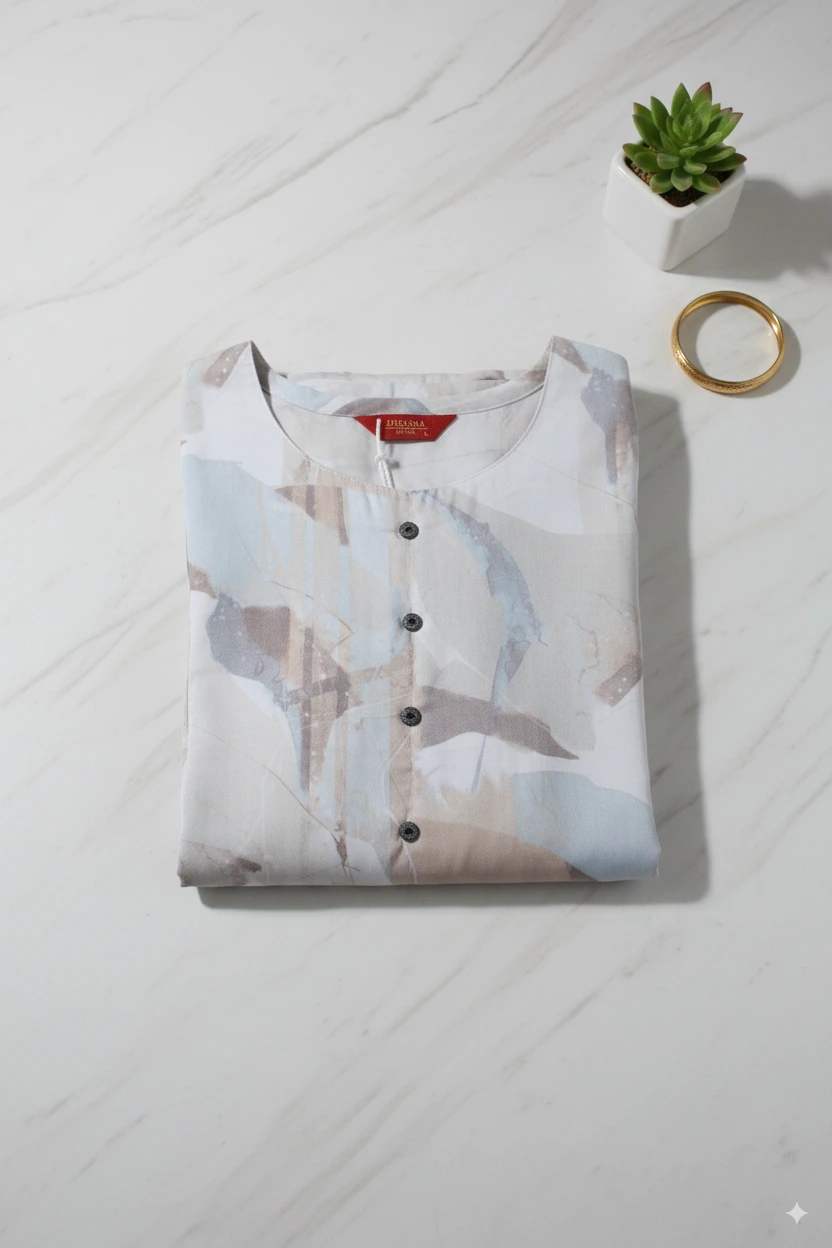 Deeksha Peacock Abstract Peach and white - Image 3